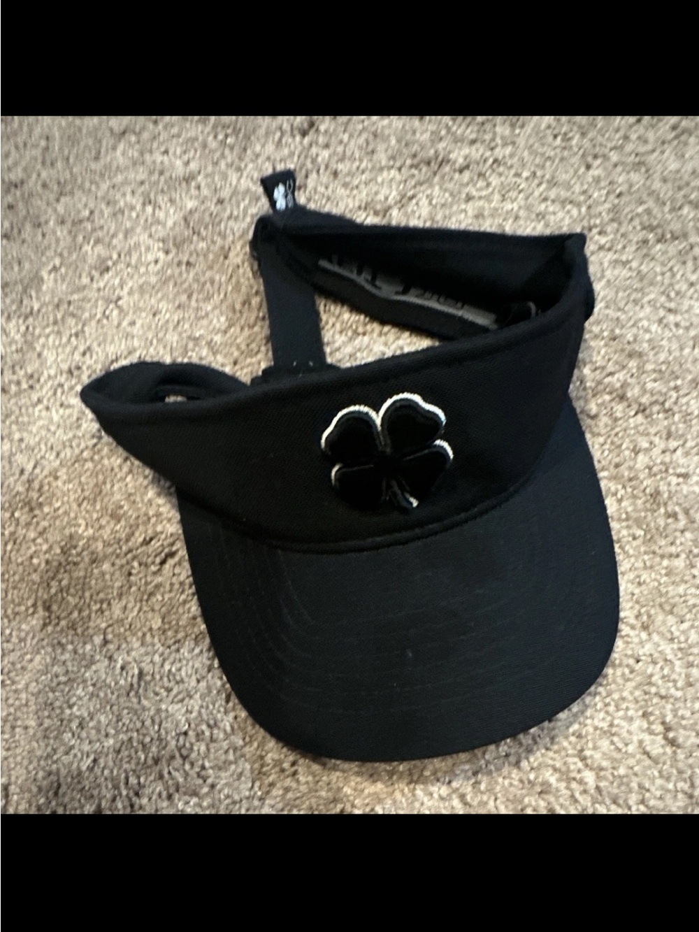 Clover Flexfit 110 One Ten Black Adjustable Golf Visor Hat One Size